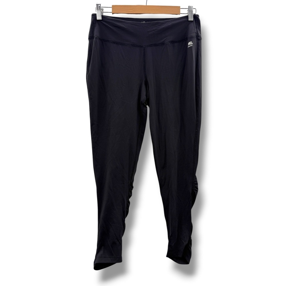 Roots Leggings Womens Medium Black Ruched Performance Activewear Yoga Pants